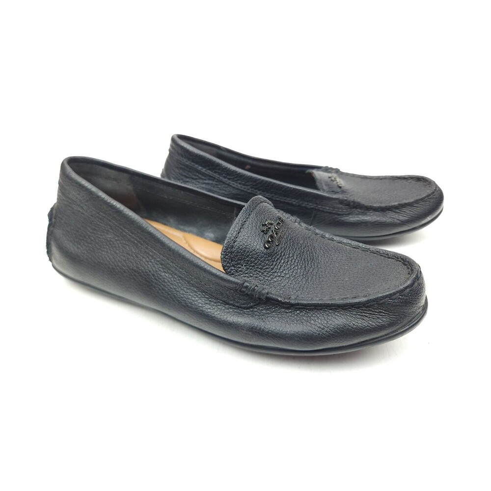 Coach Womens Mary Lock Up Driving Loafers Size 6 B Black Pebbled Grain Leather - Picture 3 of 11